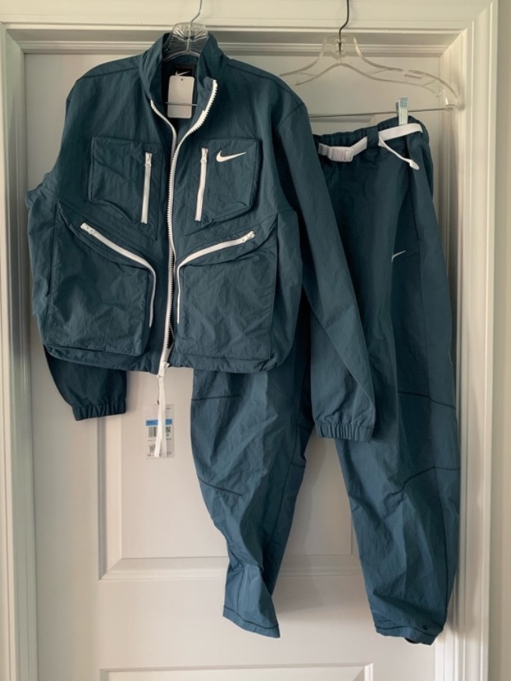 Nike oversized tech pack teal blue green jacket pants set
